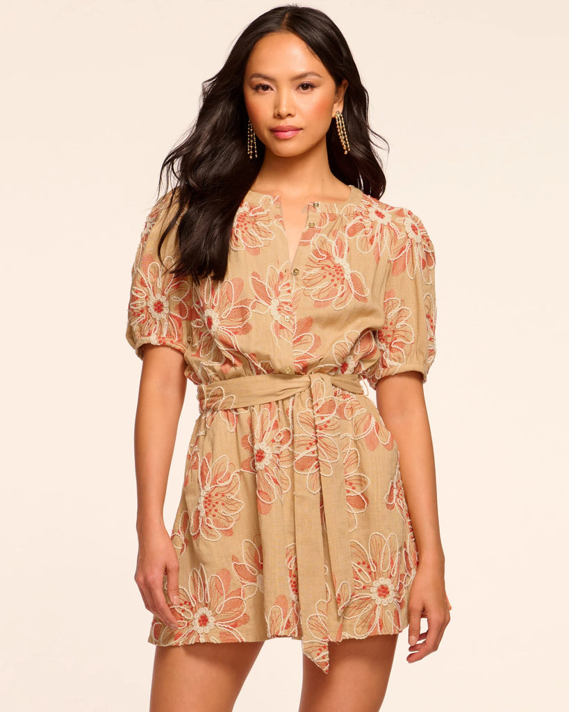 Ramy Brook Selby Embroidered Short Sleeve Mini Dress