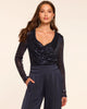 Ramy Brook Leon Beaded Sequin Cowl Neck Top