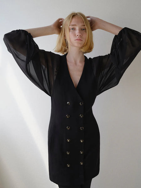 Sheer sleeve blazer discount