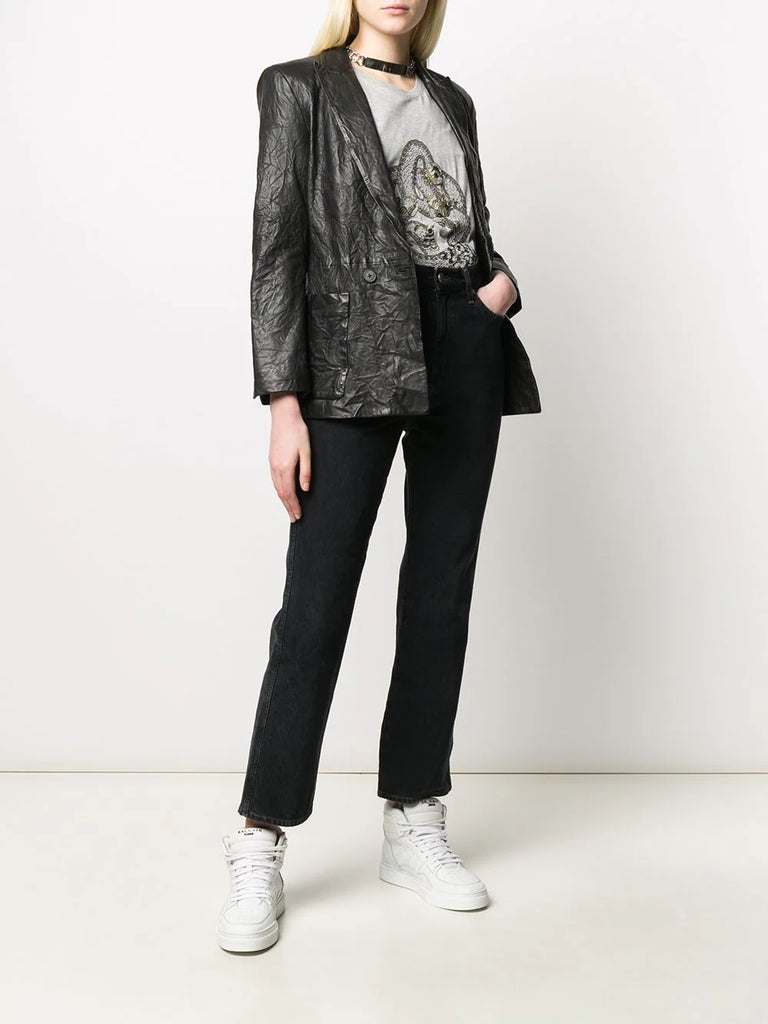 Zadig & Voltaire Visko Cuir Froisse Veste