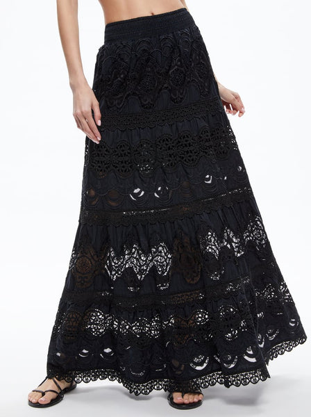 Lux – Tiered Black Embroidery Olivia Cali Maxi and Rox Skirt- Alice