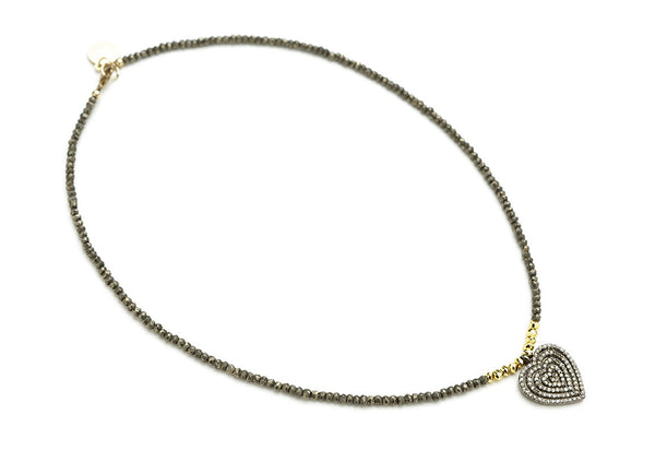 Hayley Pyrite Diamond Heart Necklace