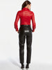 AS by DF Rouge Stretch Leather Blouse - coco red