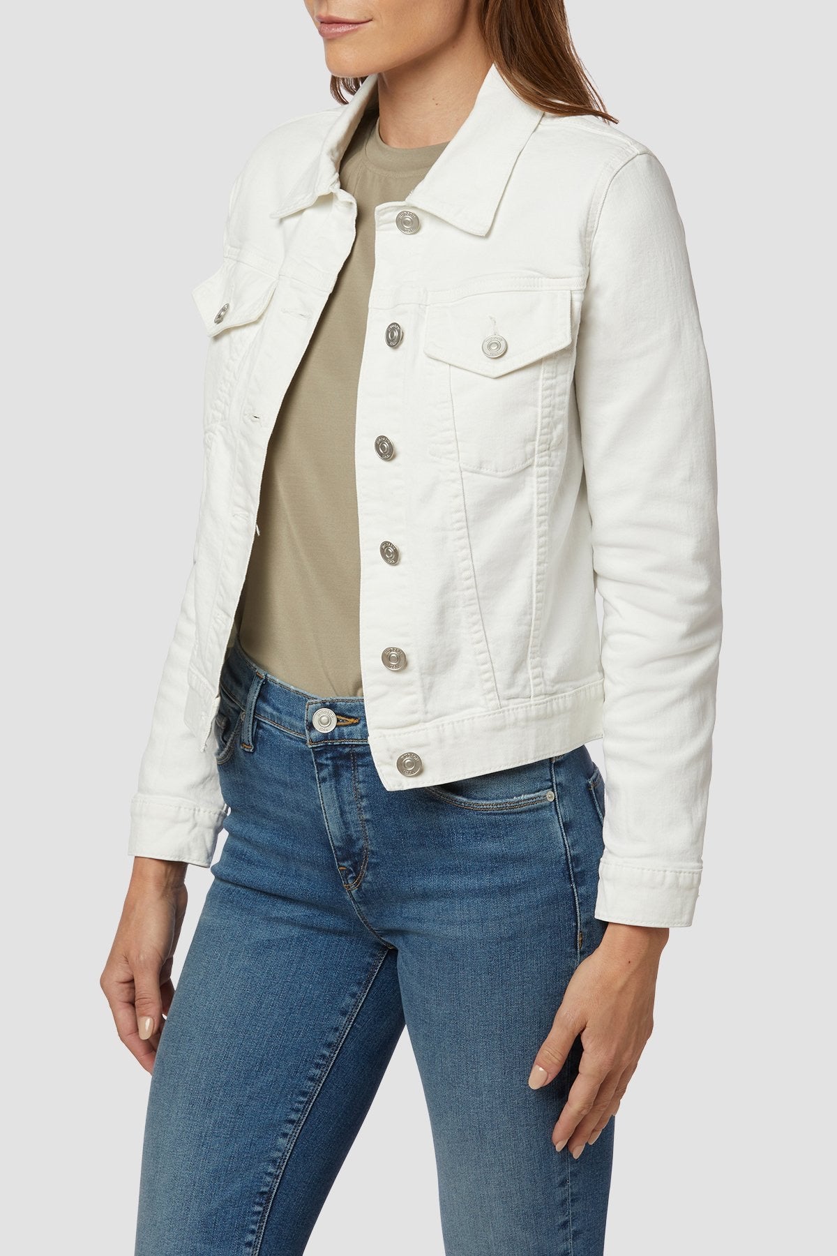 Hudson Classic Fitted Trucker Jacket white jean jacket | Lux Rox