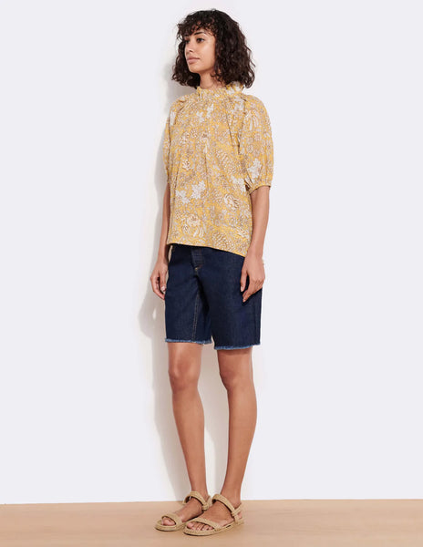 Sundry Ditzy SmockedNck Top- buttercup