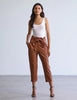 Commando Faux Leather Paperbag Pants- cocoa