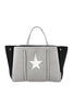 Haute Shore Greyson Tote- wonder gray linen/ silver outlines w star