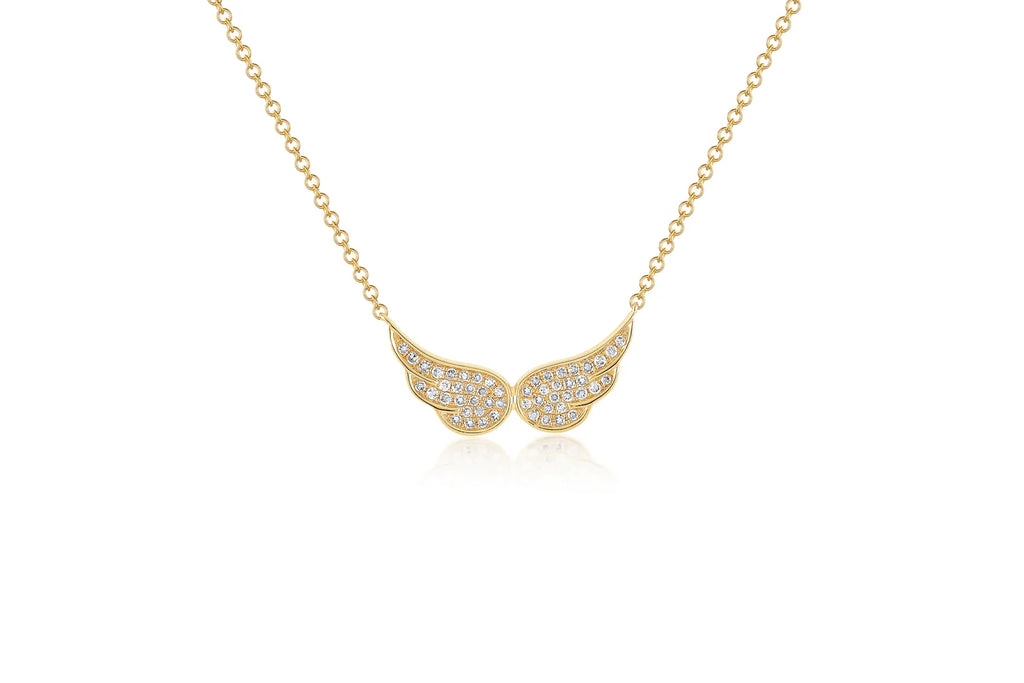 Ef Collection DIAMOND DOUBLE ANGEL WING NECKLACE