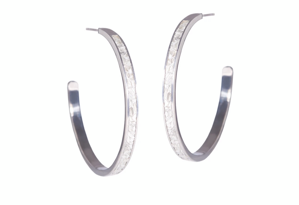 Shana Gulati Hapur Hoops- large oxidized silver with raw cut diamonds