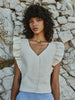AS by DF Sylvia Recycled Leather Top - Buttercream