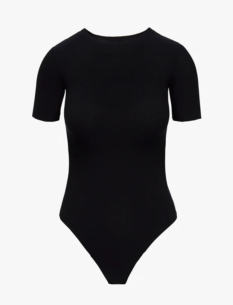 Commando butter short sleeve crew neck bodysuit - black
