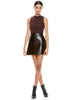 Alice + Olivia Riley leather a-line skirt - dark chocolate