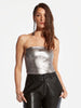 ASbyDF CINEMATIQUE STRETCH LEATHER BUSTIER- gunmetal