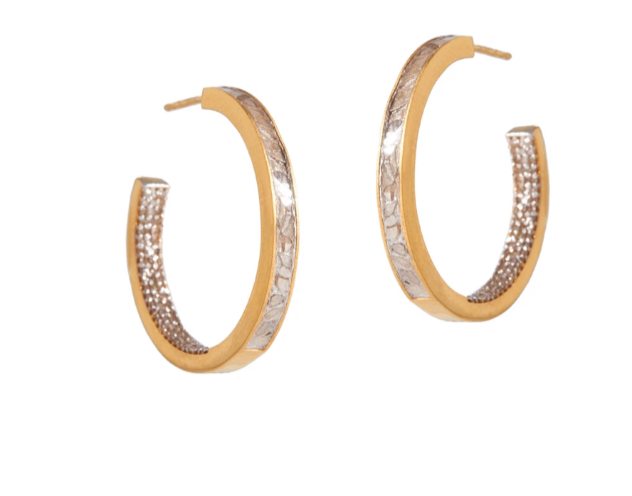 Shana Gulati Aubrey Hoops - small sliced raw diamonds 18k vermeil gold