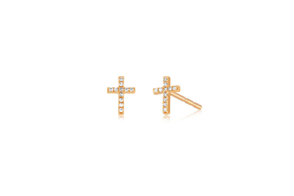 Ef Collection BABY DIAMOND CROSS STUD EARRING