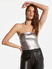 ASbyDF CINEMATIQUE STRETCH LEATHER BUSTIER- gunmetal