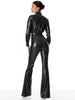 Alice and Olivia Evita Vegan Leather Jumpsuit - black