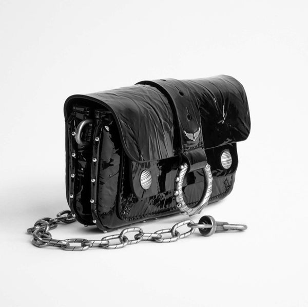 Zadig Voltaire X Kate Moss Leather Messenger Bag With Metal Chain