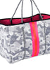 Haute Shore Greyson rise tote- white camou/pink/orange stripe