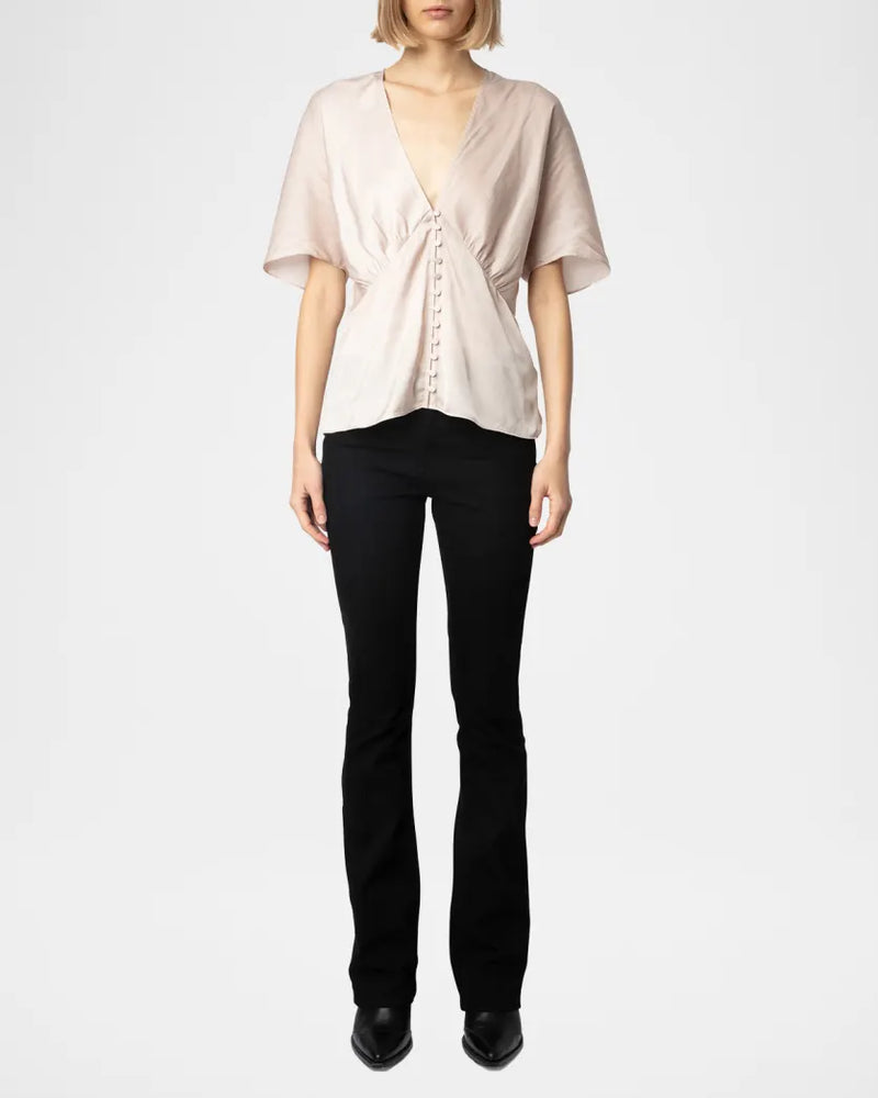 Zadig and Voltaire Thodri Satin Button-Front Blouse