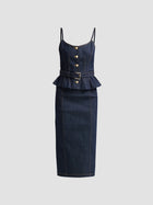 Cinq A Sept Cecilia Peplum-Waist Denim Midi Dress