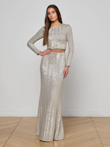 L’ Agence Zeta Sequin Maxi Skirt