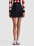 Alice and Olivia Suzie Denim Pleated Mini Skirt