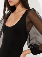 Alice and Olivia Jillianne Scoop Neck Puff Sleeve Bodysuit