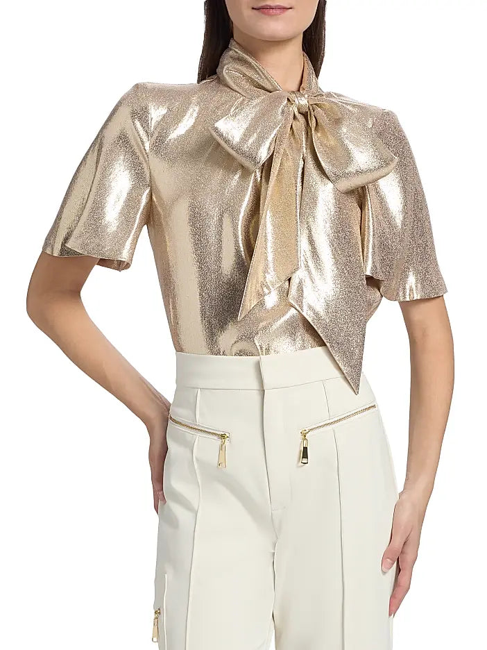 Ramy Brook Balinda Metallic Silk Top