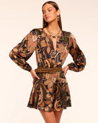Ramy Brook Gloria Printed Silk Long Sleeve Mini Dress
