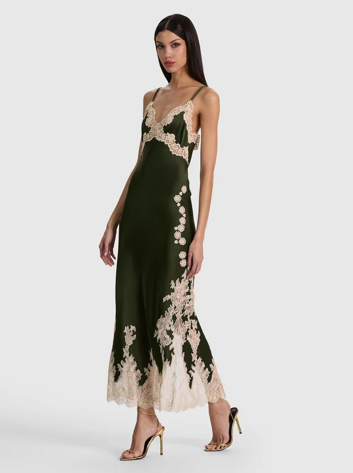 Alice and Olivia Julietta Cutaway Lace Slip Dress