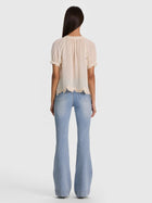 Alice and Olivia Odette Embroidered Puff Sleeve Top
