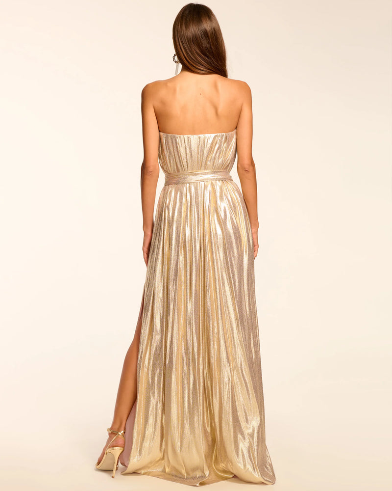 Ramy Brook Chiara Silk Lamé Strapless Maxi Dress
