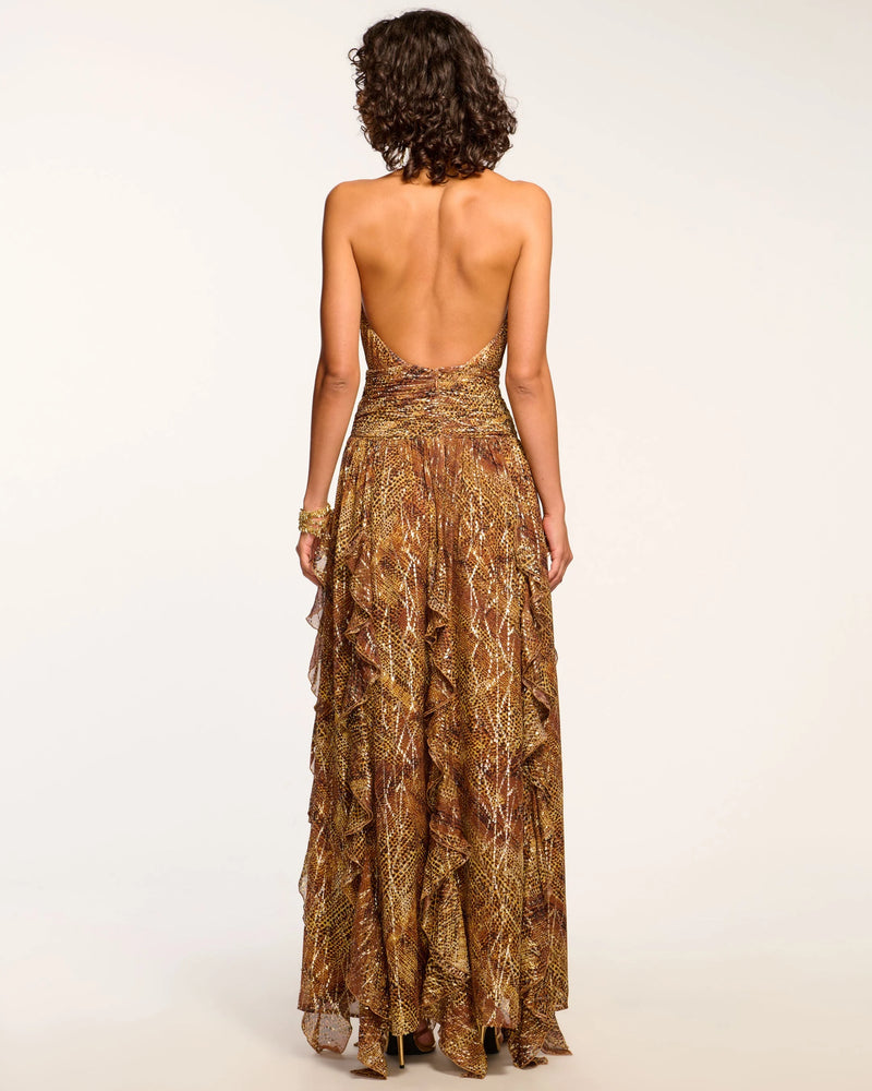 Ramy Brook Emerance Plunging Halter Gown