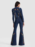 Alice and Olivia Emerson Embroidered Denim Military Jacket