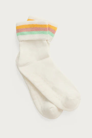 PJ Salvage Striped Terry Turn-cuff Anklet