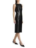 Alice and Olivia Wynell Velvet Bow-Detail Faux-Leather Midi-Dress
