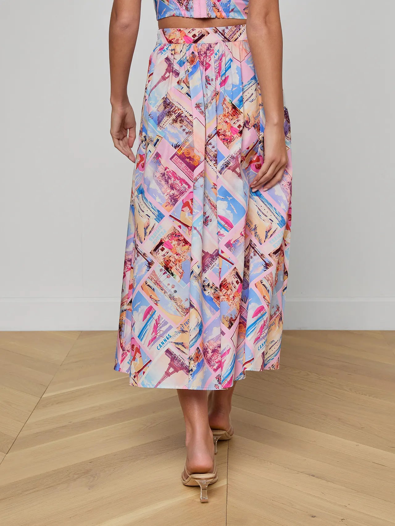 L’ Agence Seina Poplin Midi Skirt