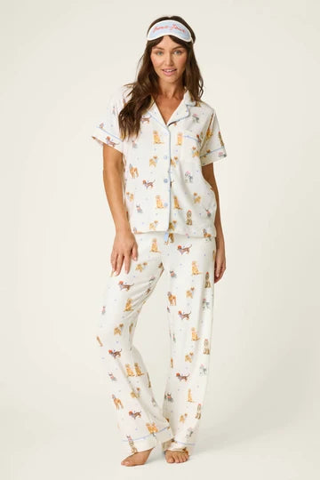 PJ Salvage Meet Me in Pawris Dog Print 3-Piece PJ Set