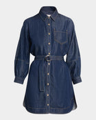 Cinq A Sept  Leona Chambray Belted Mini Shirtdress