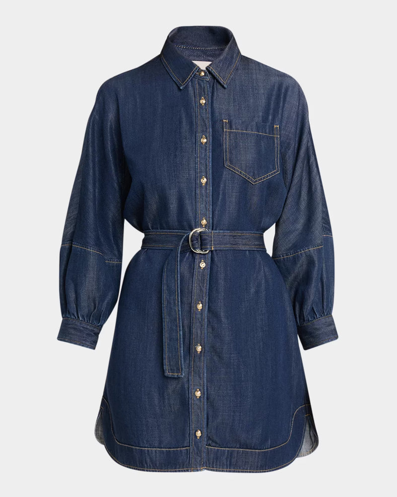 Cinq A Sept  Leona Chambray Belted Mini Shirtdress