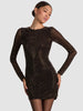 Alice and Olivia Delors Embellished Crew Neck Mini Dress