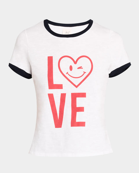 Cinq A Sept Love Heart Smiley Ringer Tee