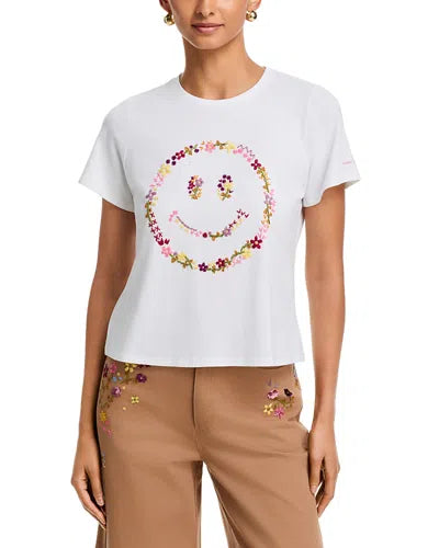 Cinq A Sept Wildflower Embroidery Smileys T-Shirt