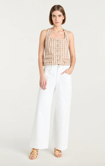 Cinq A Sept Gingham Denim Lovina Top