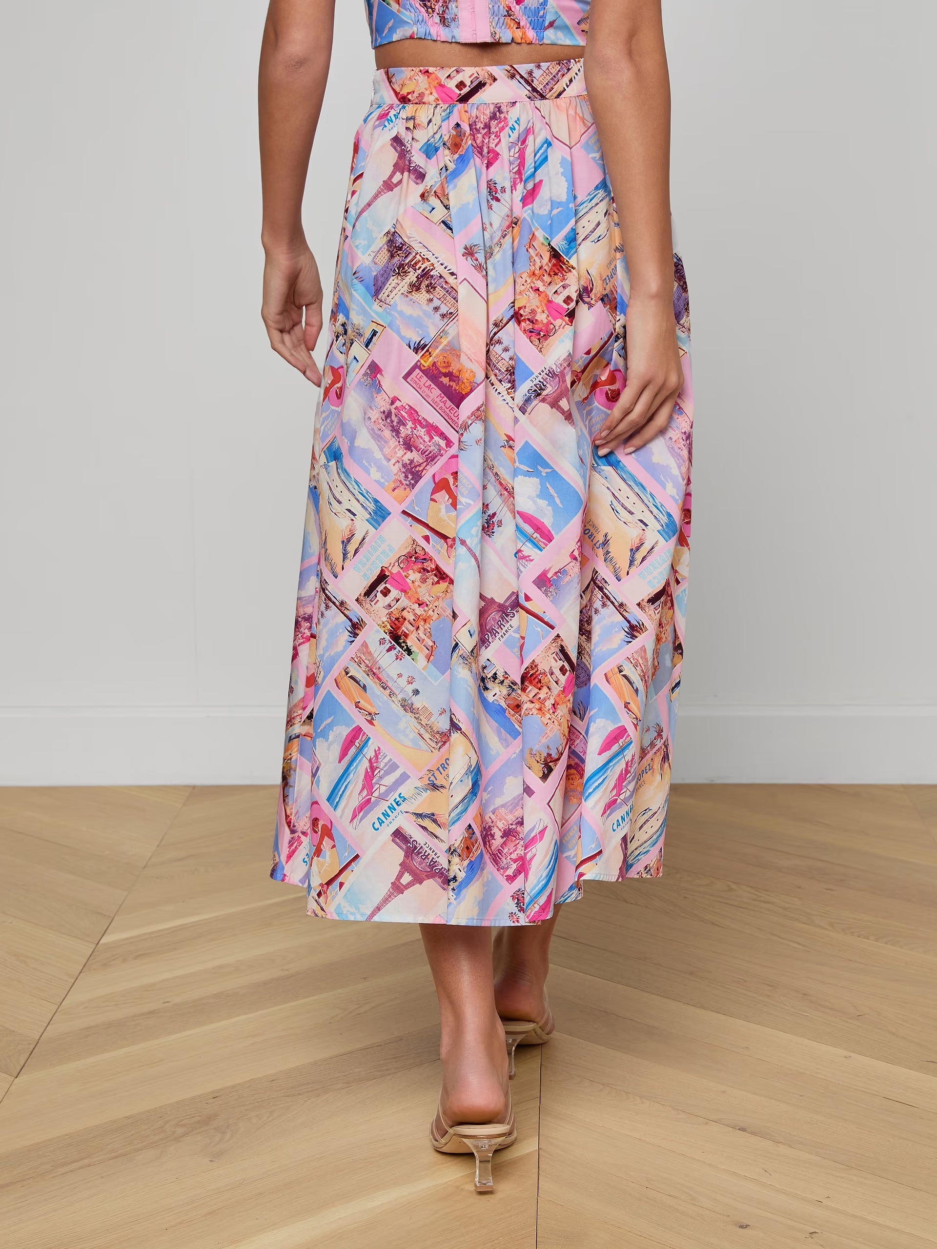 L’ Agence Seina Poplin Midi Skirt