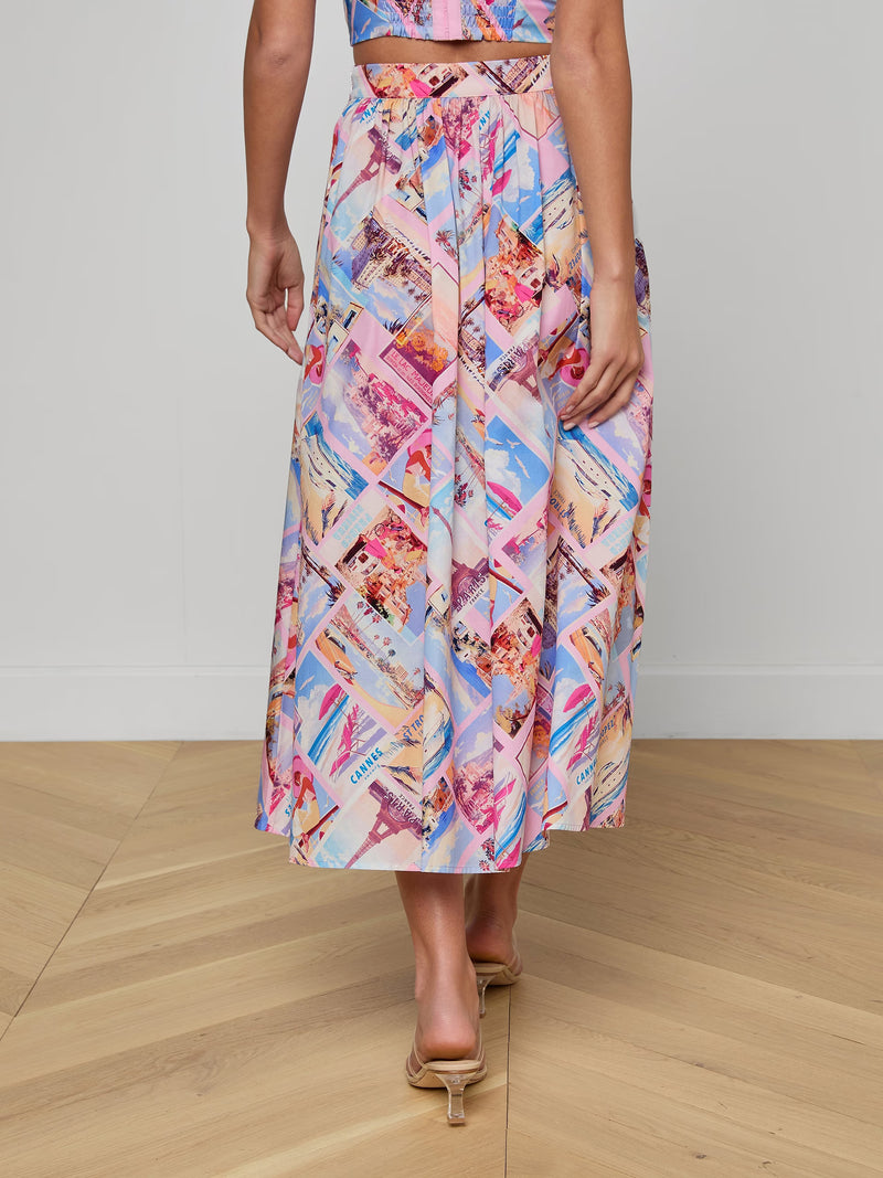L’ Agence Seina Poplin Midi Skirt