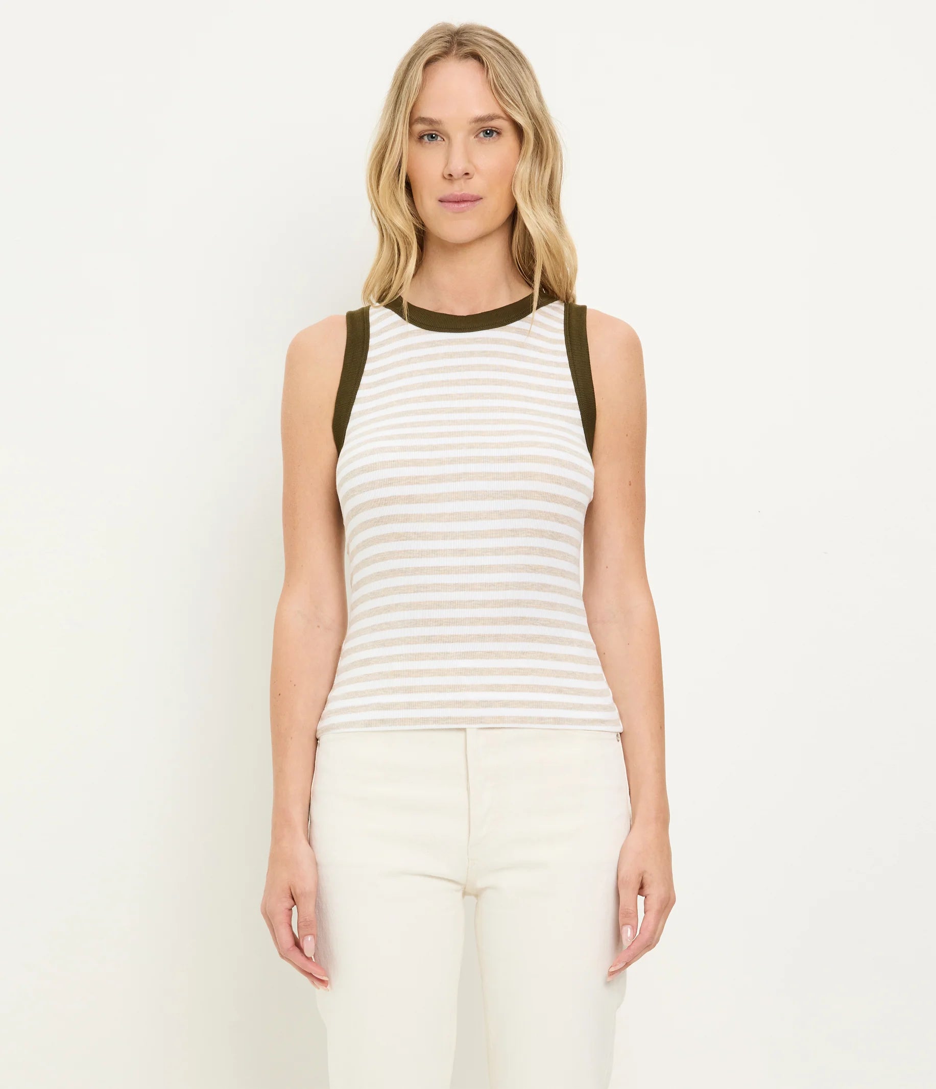 Michael Stars Gina Striped Ribbed Crop Tank