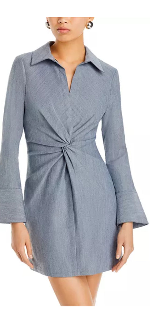 Cinq A Sept McKenna Front Twist Long Sleeve Mini Shirtdress