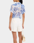 Cinq A Sept Lyra Costal Bouquet Short-Sleeve Top